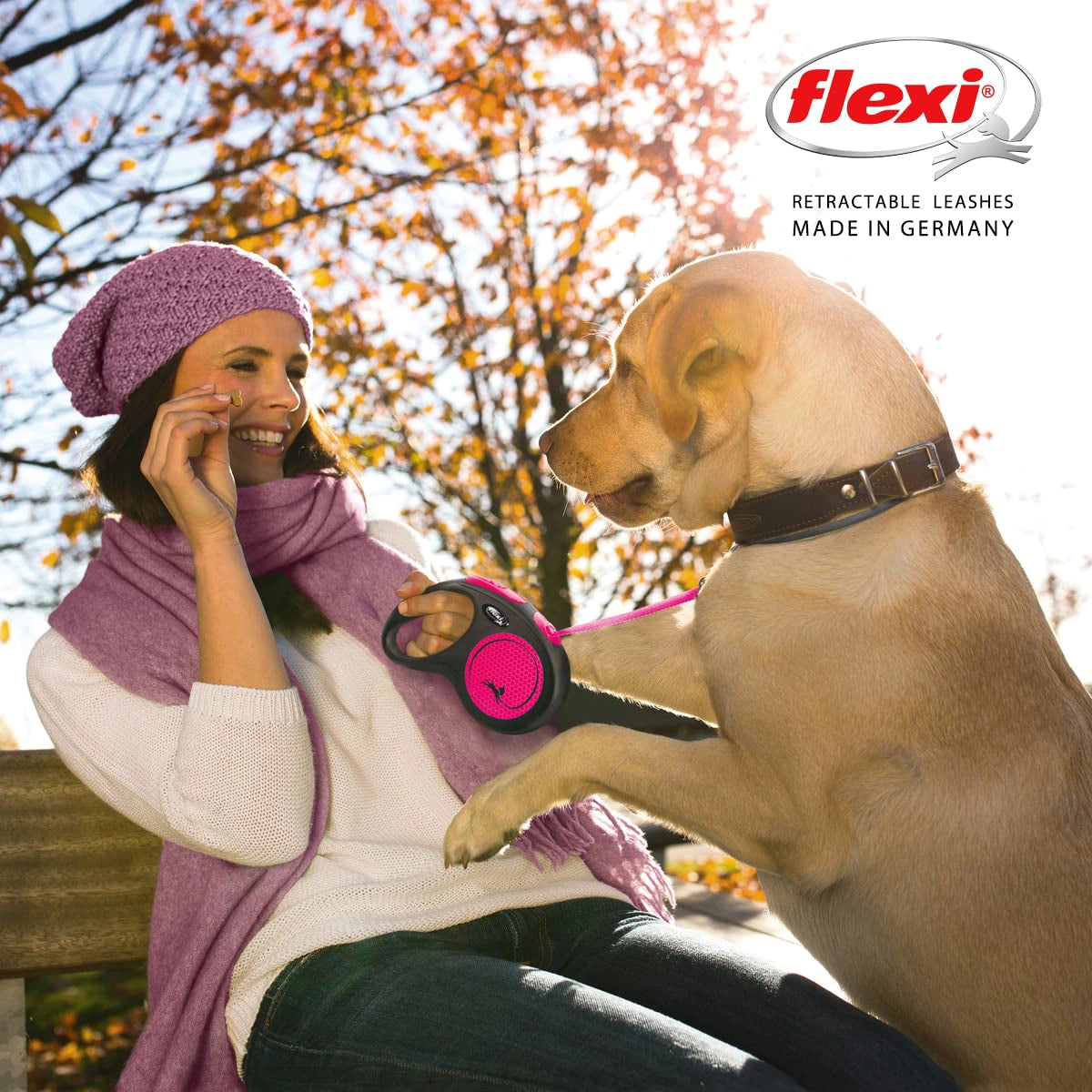 Flexi Neon Tape Retractable Dog Leash - Pink