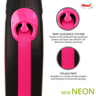 Flexi Neon Tape Retractable Dog Leash - Pink