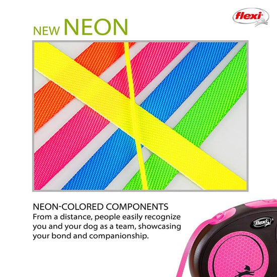 Flexi Neon Tape Retractable Dog Leash - Pink