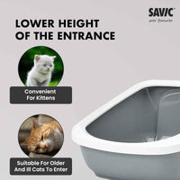 Savic Aseo Jumbo Litter Tray - 68.5 X 48.2 X 27.9cm - Cool Grey