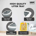 Savic Aseo Jumbo Litter Tray - 68.5 X 48.2 X 27.9cm - Cool Grey - Zigly