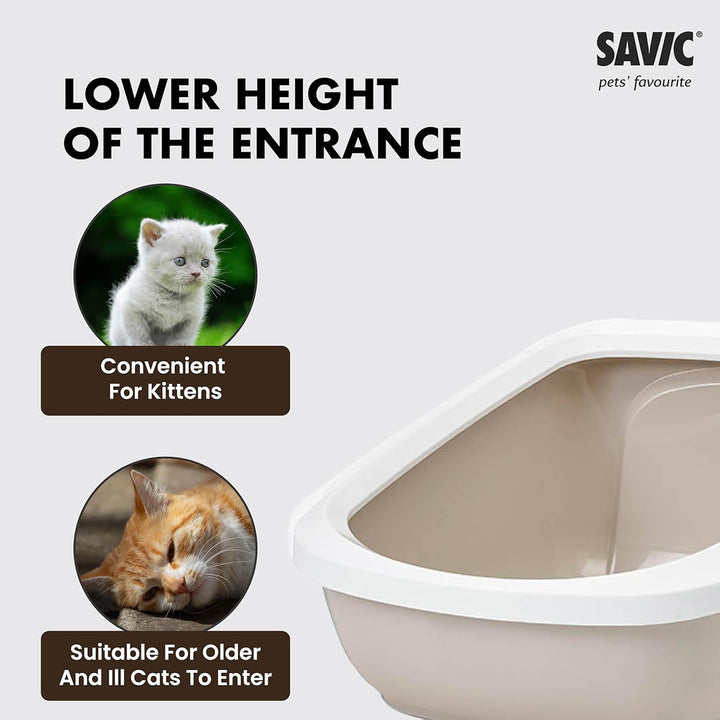 Savic Aseo Jumbo Cat Litter Tray - 27 x 19 x 11 inch - Mocha