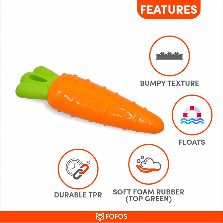 Fofos Vegi-Bites Carrot Loud Squeaky Dog Toy Orange