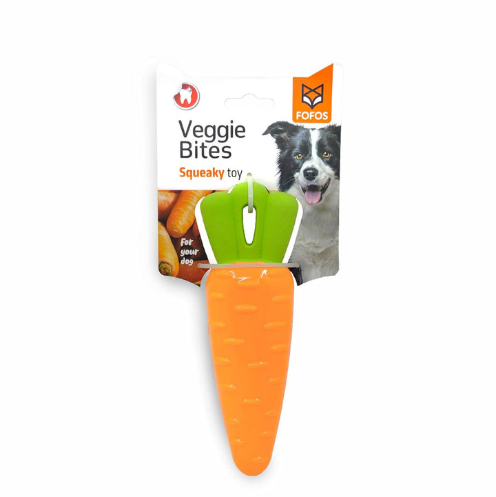 Fofos Vegi-Bites Carrot Loud Squeaky Dog Toy Orange