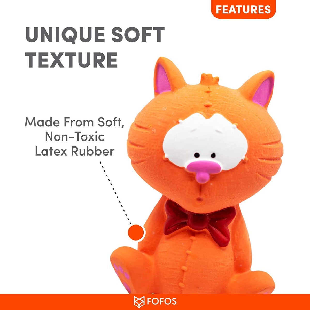 Fofos Latex Bi Cat Squeaky Dog Toy - Small