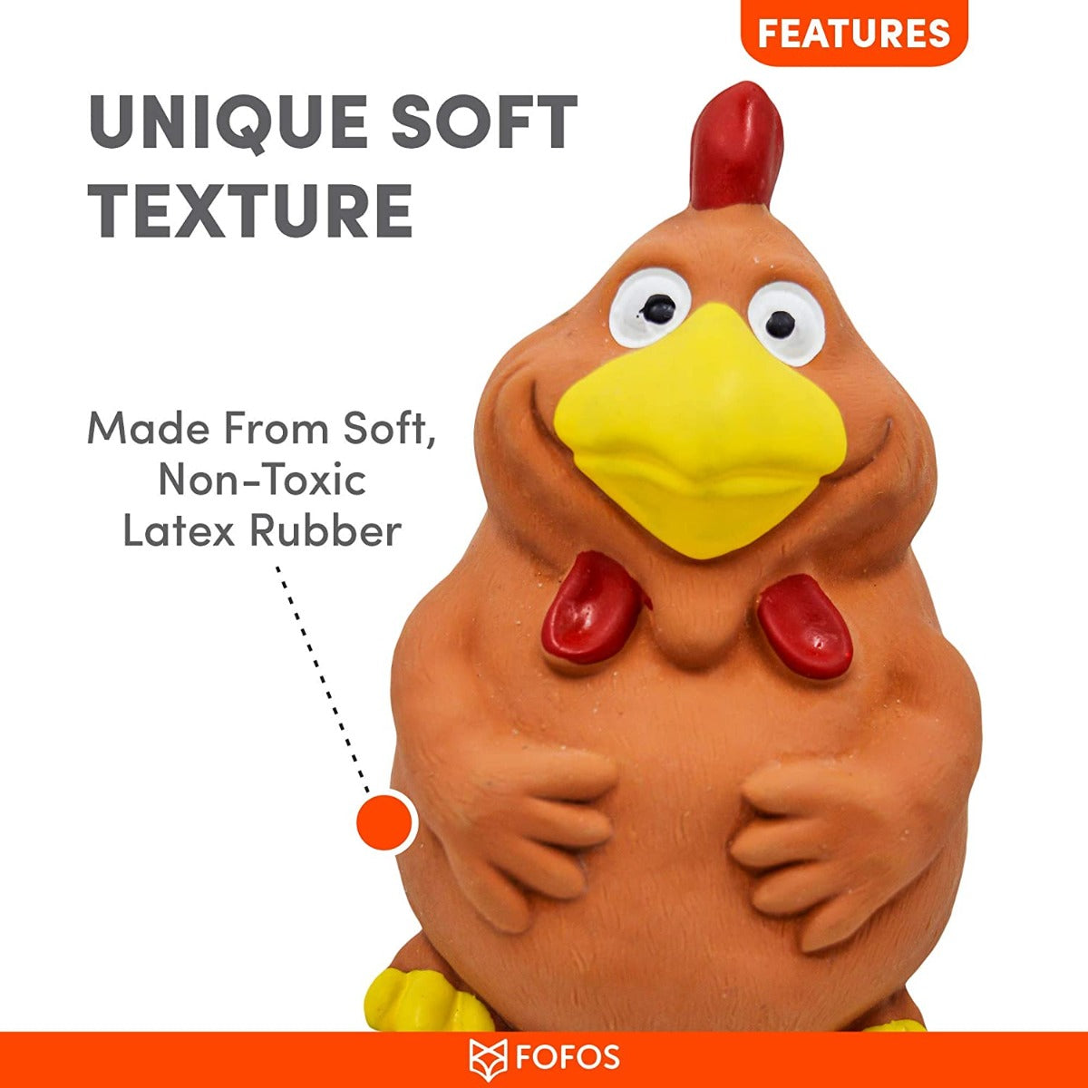 Fofos Latex Bi Rooster Squeaky Dog Toy