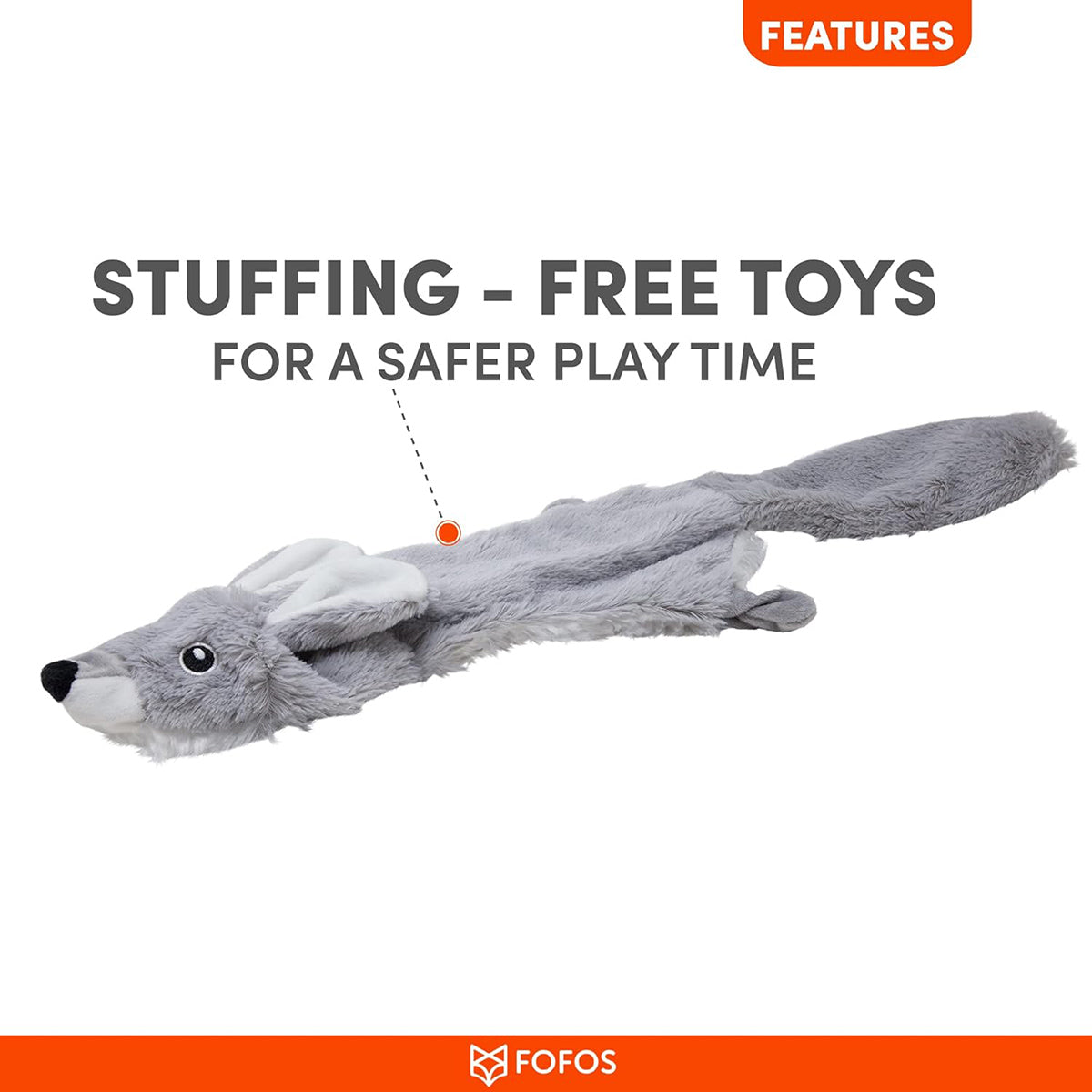 Fofos Skinneez Rabbit Plush Dog Toy