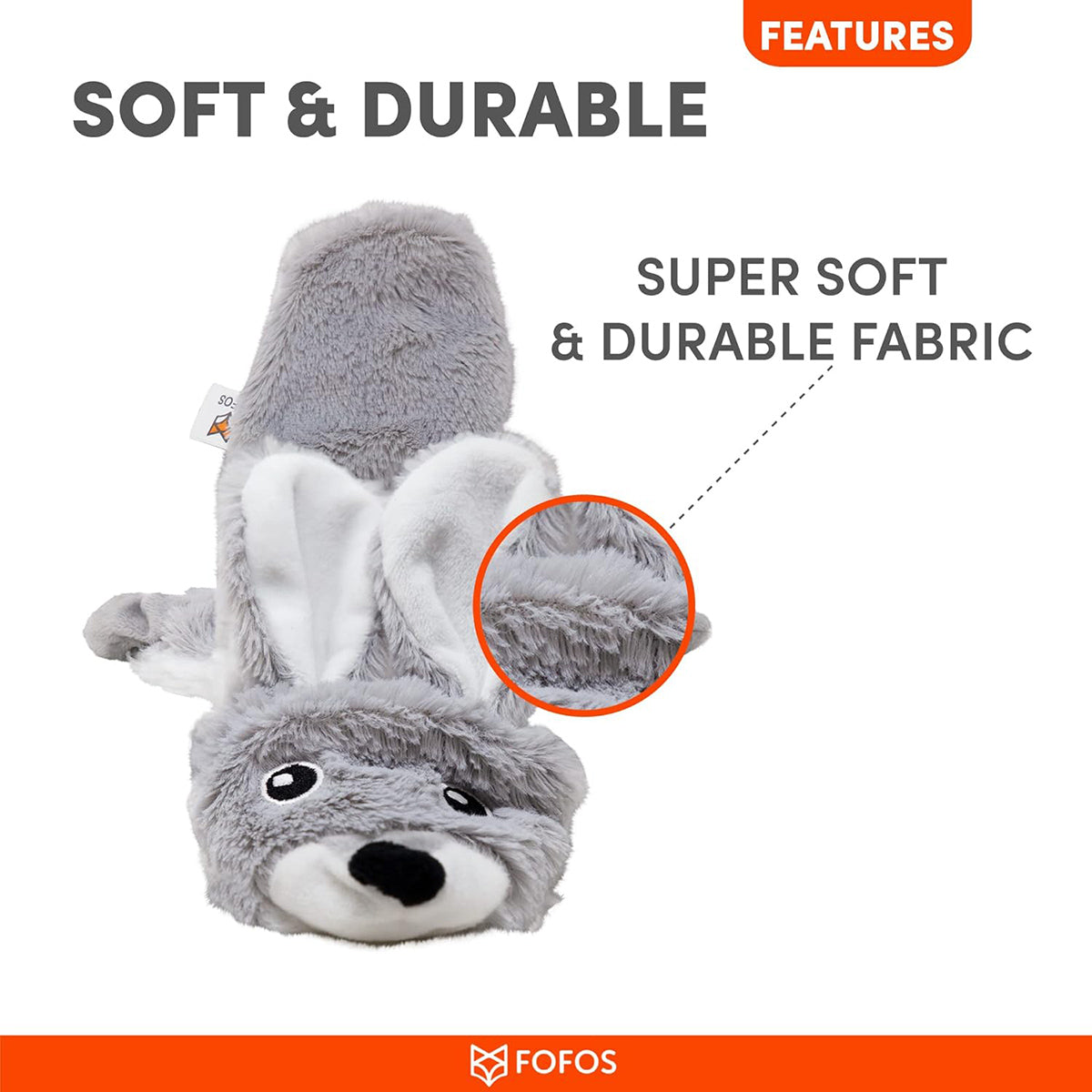 Fofos Skinneez Rabbit Plush Dog Toy