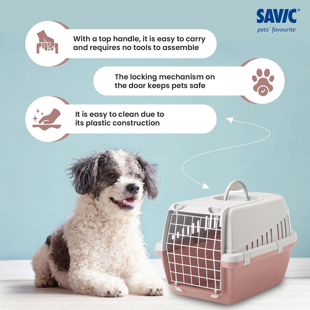 Savic Trotter 2 Pet Carrier Light Grey-Ash Rose - 22 X 15 X 13 inch