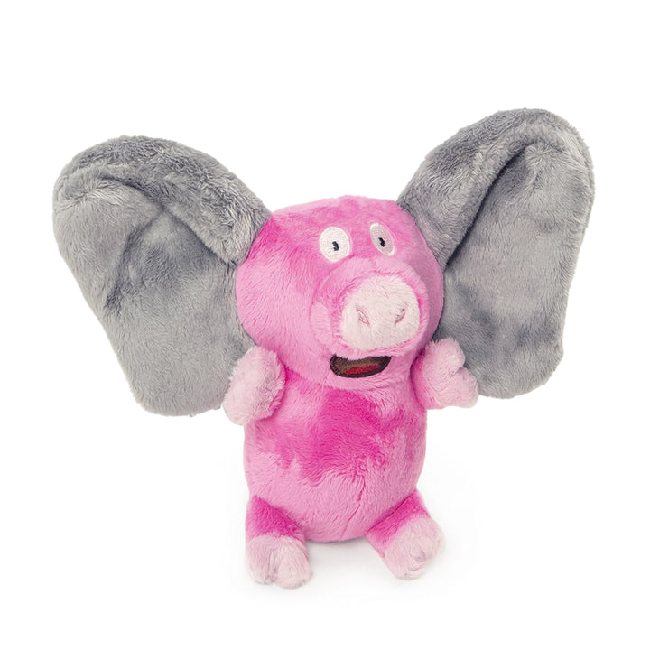 GoDog Silent Squeak Flips Pig Elephant with Chew Guard Technology Durable Plush Dog Toy
