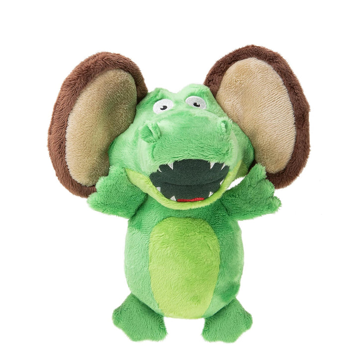 GoDog Silent Squeak Flips Gator Monkey with Chew Guard Technology Durable Plush Dog Toy