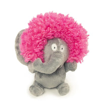 Godog Silent Squeak Crazy Hairs Elephant With Chew Guard Technology Durable Plush Dog Toy