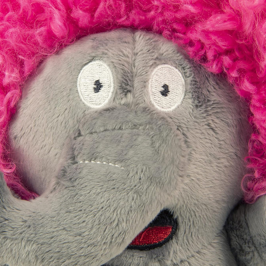 Godog Silent Squeak Crazy Hairs Elephant With Chew Guard Technology Durable Plush Dog Toy