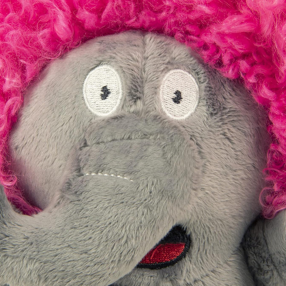 Godog Silent Squeak Crazy Hairs Elephant With Chew Guard Technology Durable Plush Dog Toy