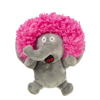 Godog Silent Squeak Crazy Hairs Elephant With Chew Guard Technology Durable Plush Dog Toy