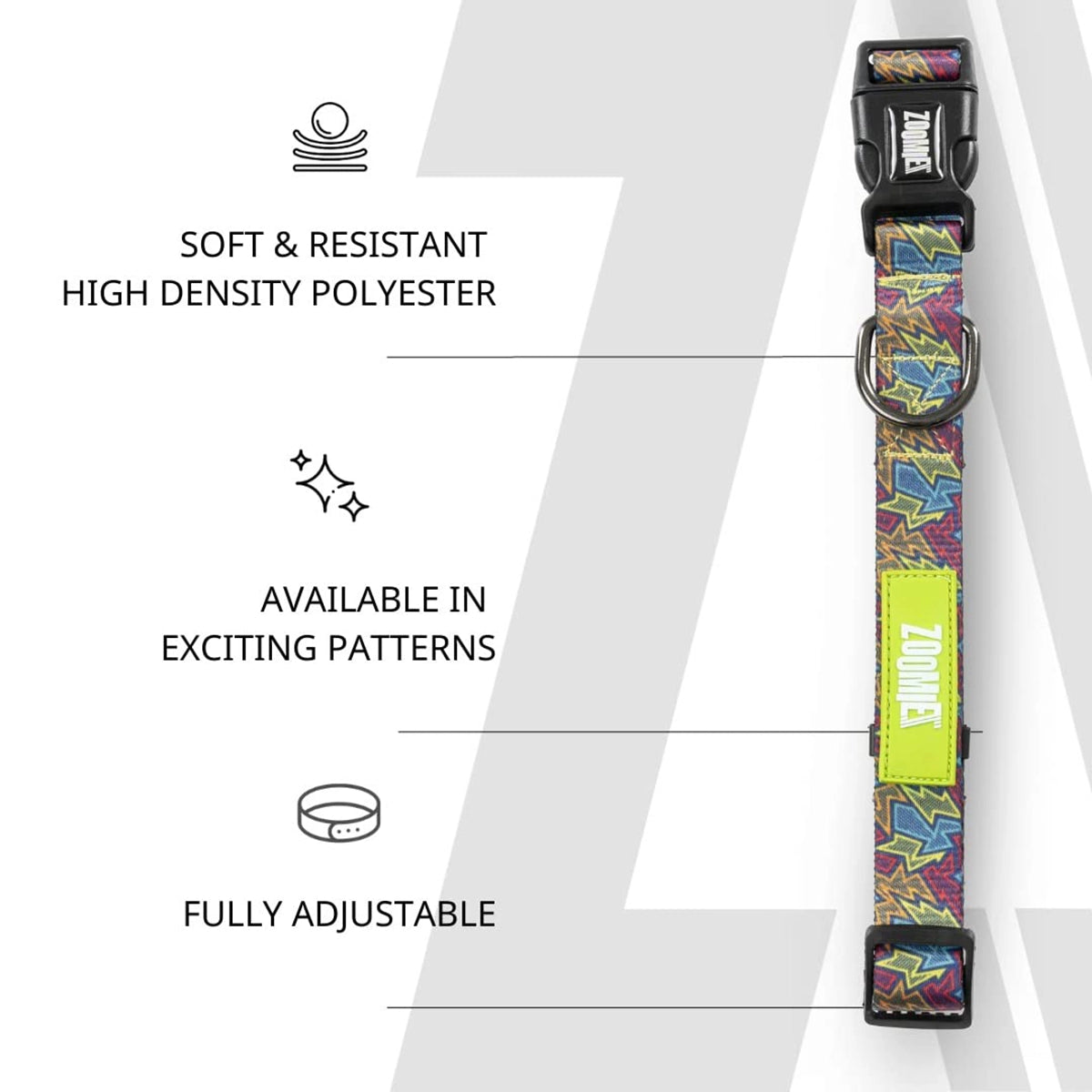 Zoomiez Bolt Printed Dog Collar
