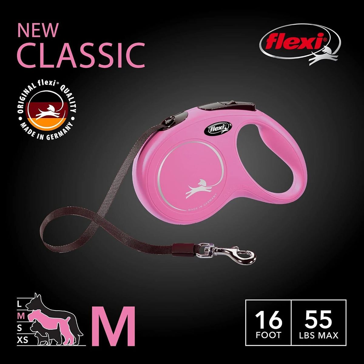 Flexi Classic Tape Retaractable Dog Leash - Pink