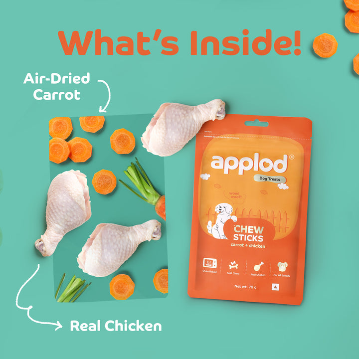 Applod Soft Carrot Chew Sticks Dog Treat  - 70g