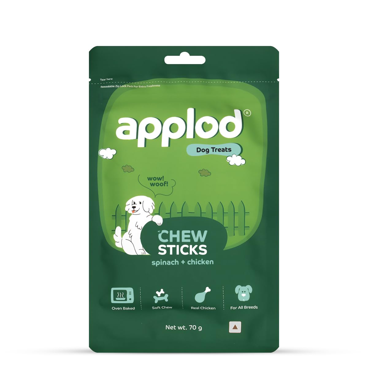 Applod Soft Spinach Chew Sticks Dog Treat - 70g
