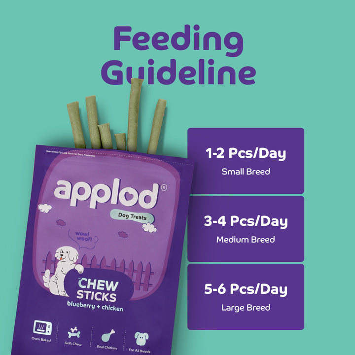 Applod Soft Blueberry Chew Sticks Dog Treat  - 70g