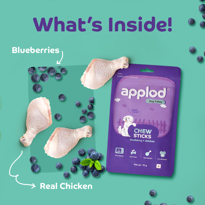 Applod Soft Blueberry Chew Sticks Dog Treat  - 70g