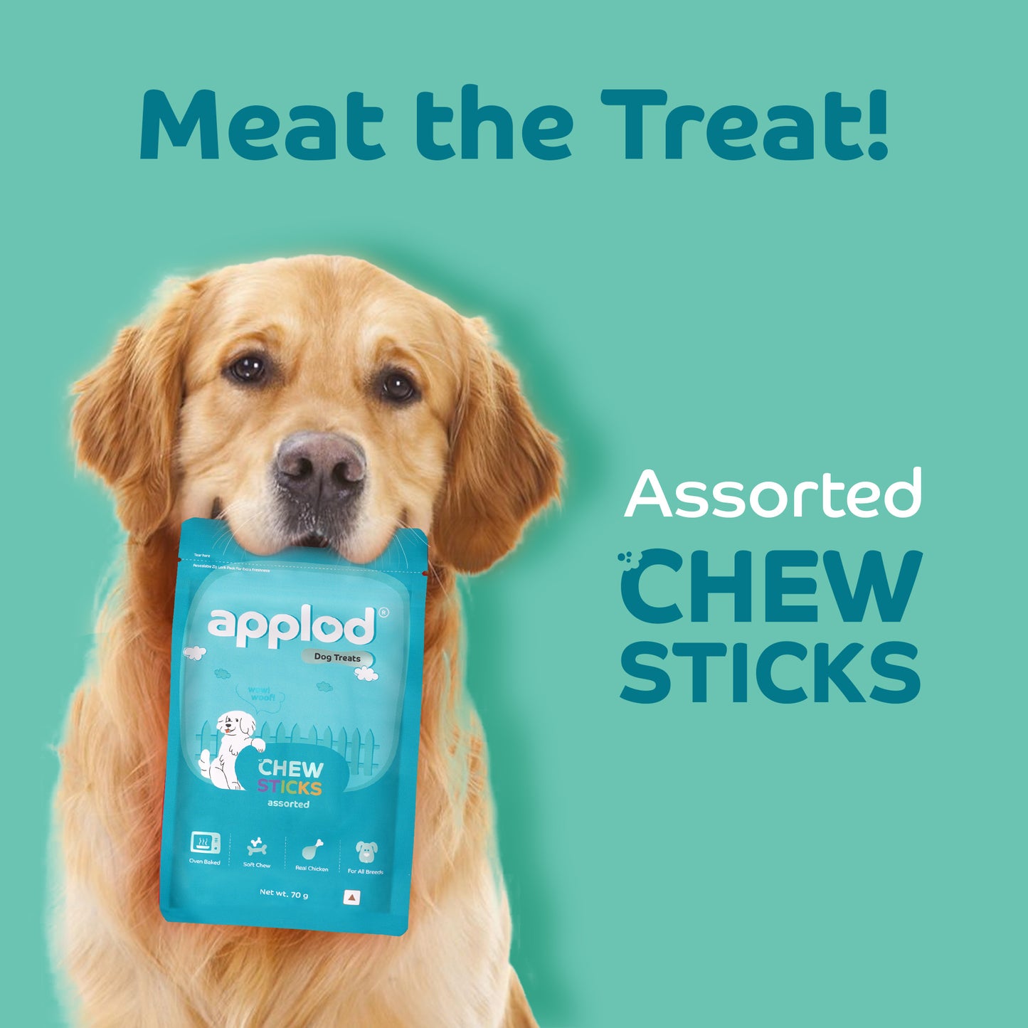 Applod Soft Mix Chew Sticks Dog Treat  - 70g