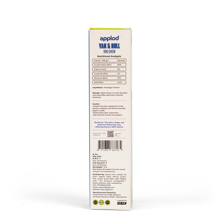 Applod Yak & Roll Natural Yak Chews for Dogs