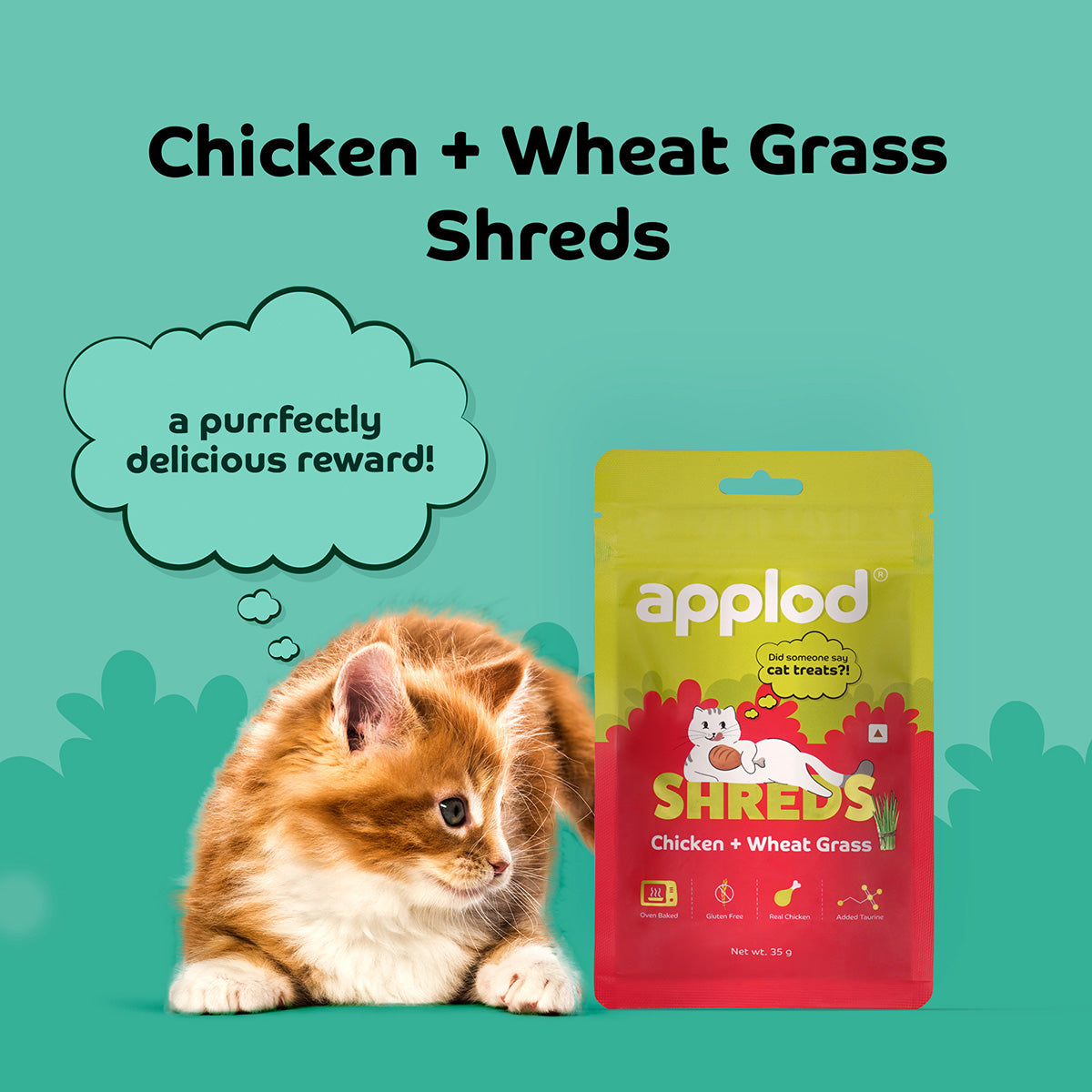 Applod Chicken with Wheat Grass Cat Treat - 35g