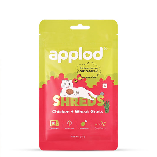 Zigly Applod Shreds cat treats chicken and wheat grass oven baked gluten free