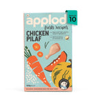 Zigly Applod chicken pilaf dog food pack of 10 with carrot, pumpkin, and chicken drumstick illustration