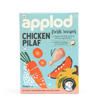 Zigly Applod Chicken Pilaf dog food packaging with carrot, tomato, chicken drumstick, and pumpkin illustrations
