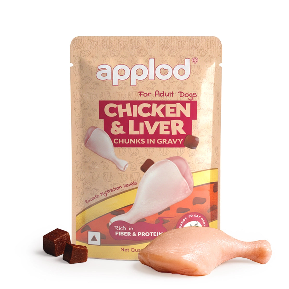 Applod Chicken Chunks & Liver in Gravy Adult Wet Dog Food - 85g