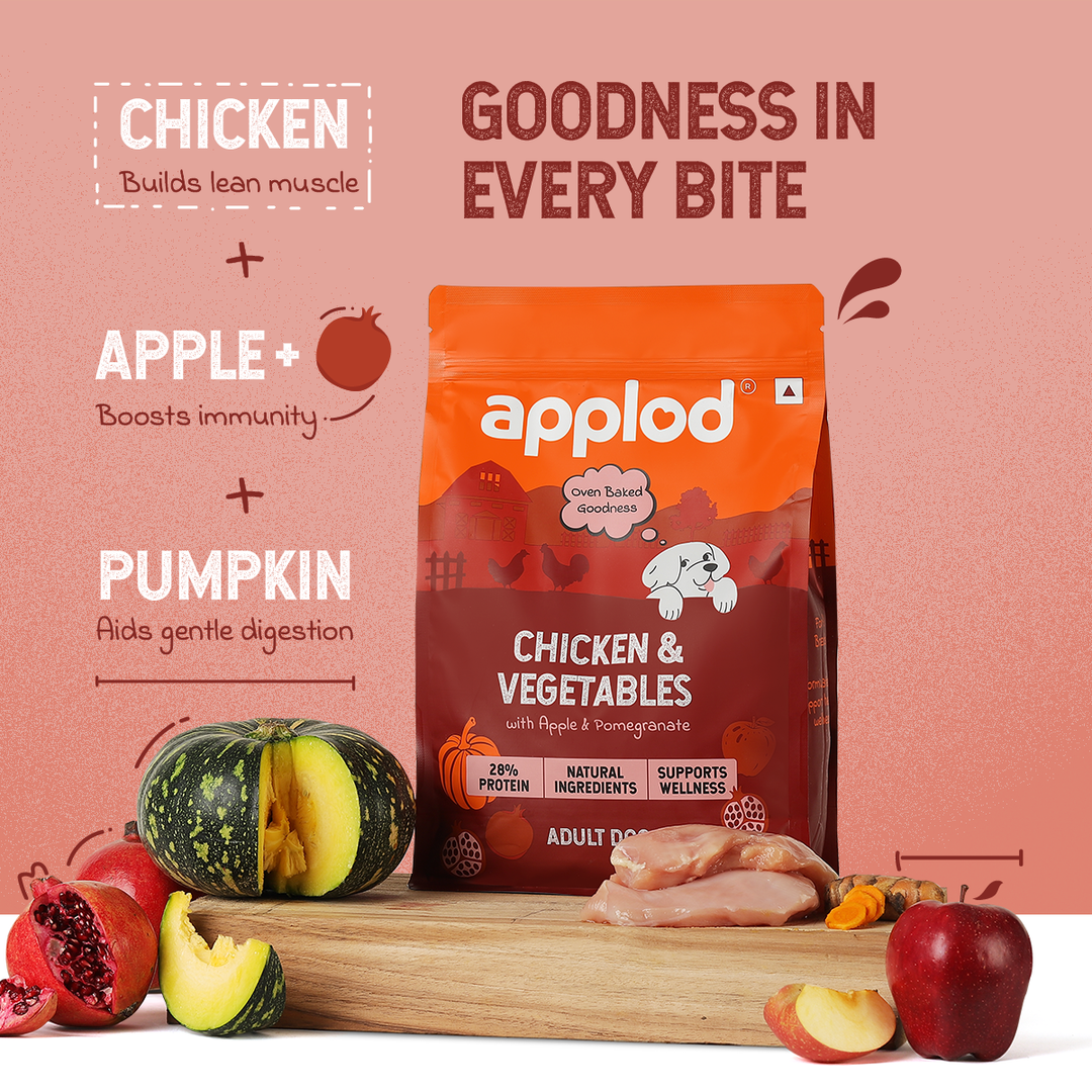 Applod Chicken & Vegetables with Apple & Pomegranate Dry Dog Food for Adult Dogs
