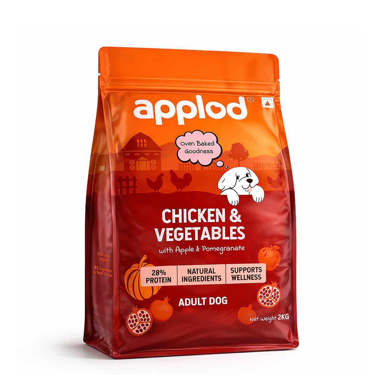 Applod Chicken & Vegetables with Apple & Pomegranate Dry Dog Food for Adult Dogs