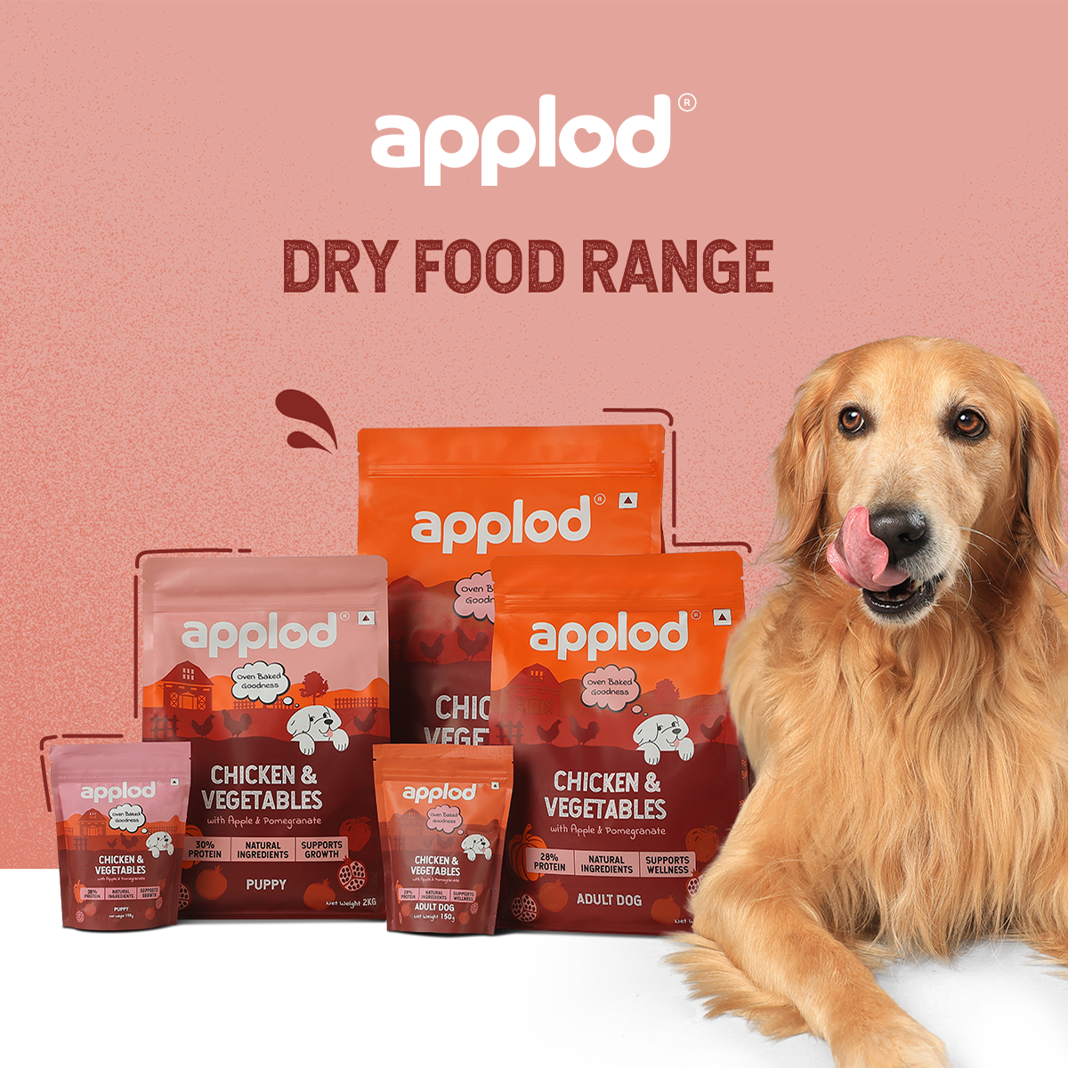 Applod Chicken & Vegetables with Apple & Pomegranate Dry Dog Food for Puppies
