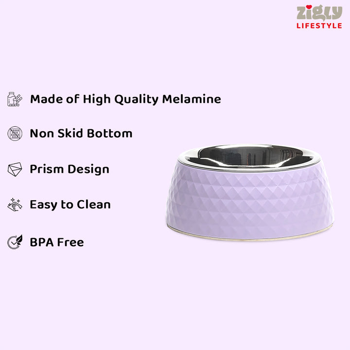 ZL Retro Pyramid Lavender Melamine Dog Bowl