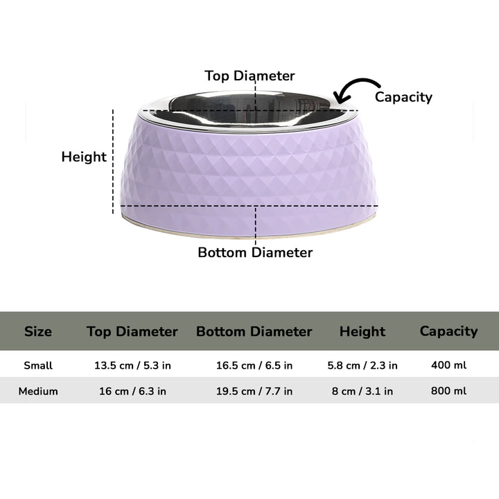 ZL Retro Pyramid Lavender Melamine Dog Bowl