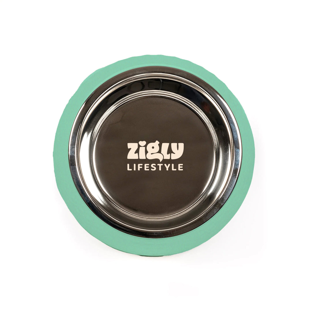 ZL Retro Pyramid Sage Melamine Dog Bowl