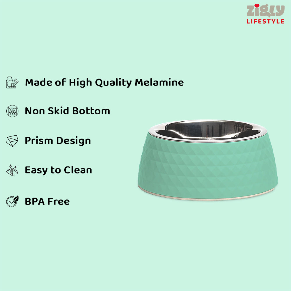 ZL Retro Pyramid Sage Melamine Dog Bowl