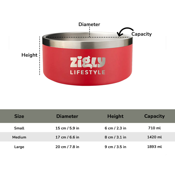 ZL Ultimate Double Walled Dog Bowl – Red