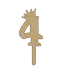 zigly gold glitter number 4 birthday cake topper with crown decoration