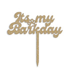 Zigly gold glitter dog birthday cake topper saying It's my Barkday with paw print