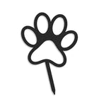 Black metal paw print garden stake decoration with textured surface by zigly