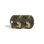 Zigly camouflage patterned dog tag with green, brown, black, and beige colors on white background