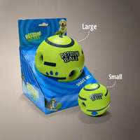 Zigly Petsound Ball dog toys in large and small sizes with blue packaging featuring dog images