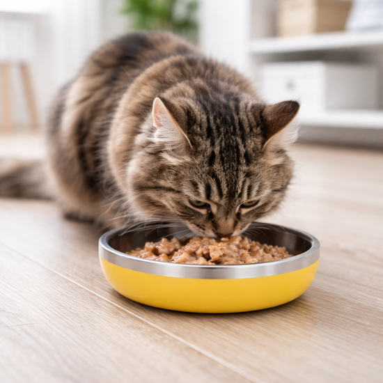 ZL Meow Dish Double Walled Cat Bowl - Yellow