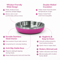 ZL Meow Dish Double Walled Cat Bowl - Pink Punch