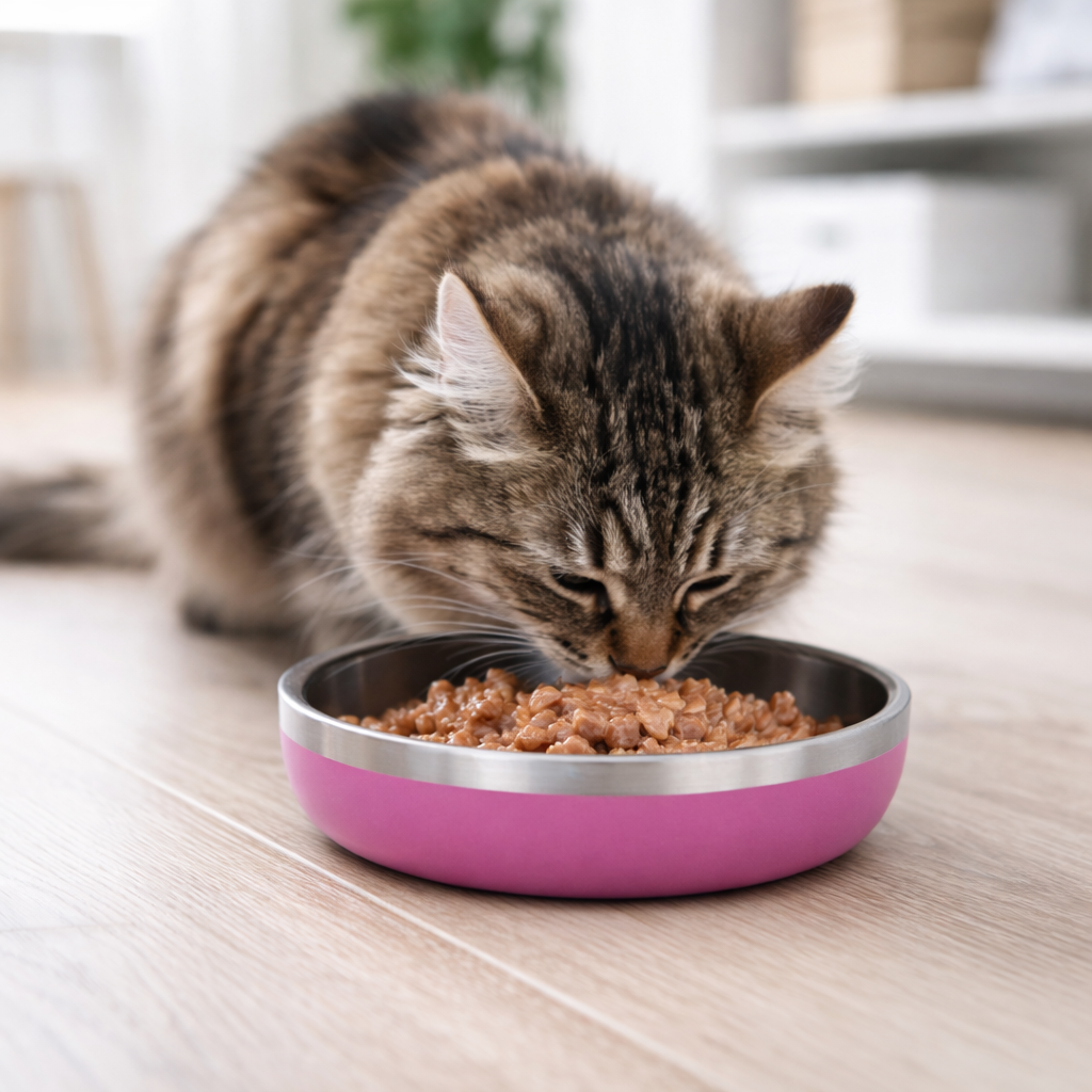 ZL Meow Dish Double Walled Cat Bowl - Pink Punch