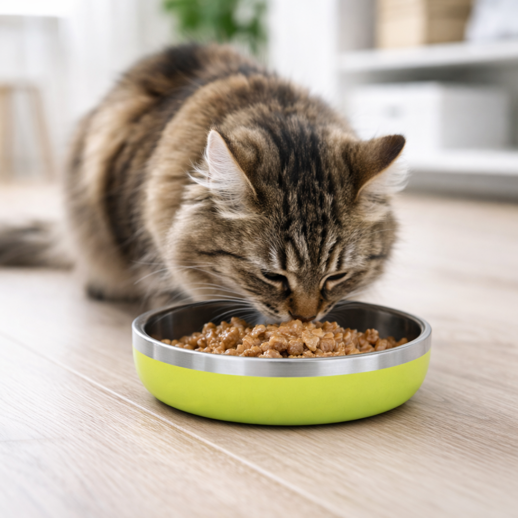 ZL Meow Dish Double Walled Cat Bowl - Lime