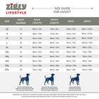 Zigly Lifestyle size guide chart for dog jackets with measurement instructions